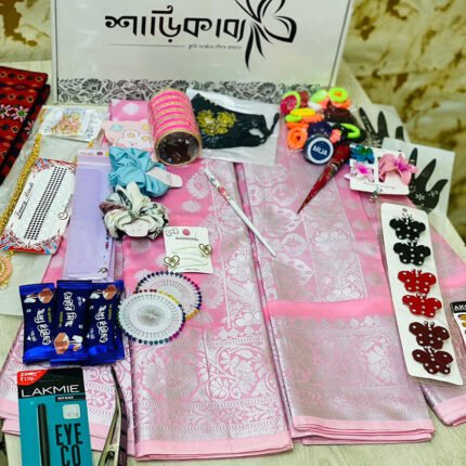 🩷 গোলাপি কাতান শাড়ি (শুধু-শাড়ি)